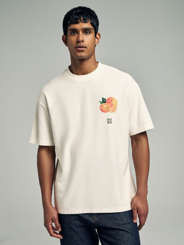 HUGO Natural Orange Logo 100% Cotton T-Shirt - Image 1 of 5
