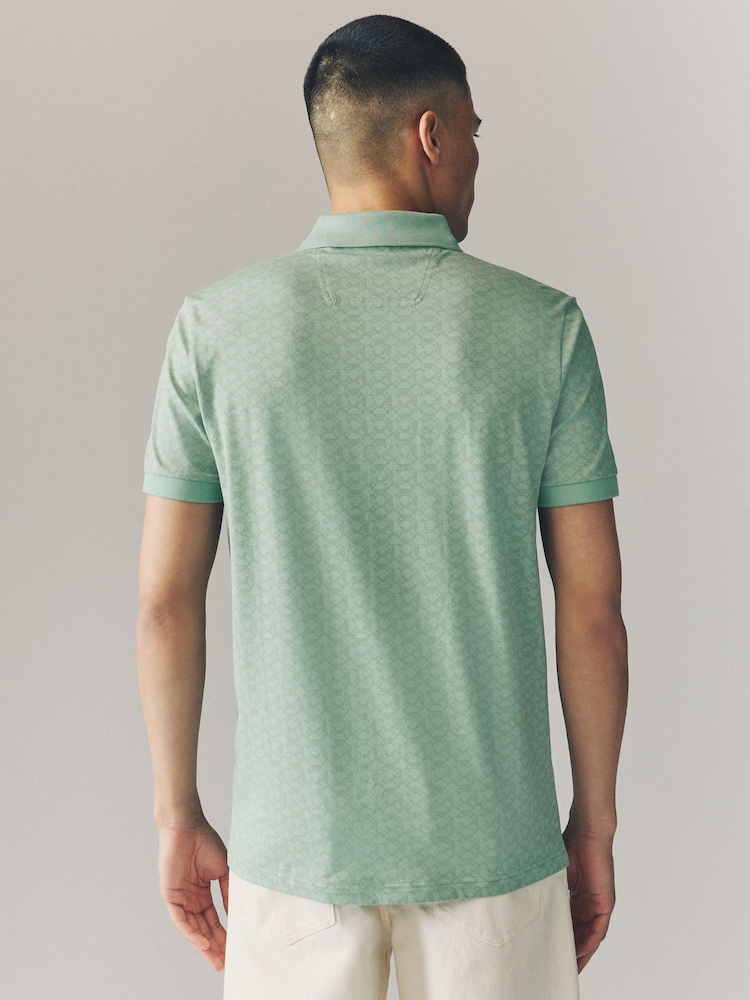 BOSS Green Regular Fit Paddy Patterned Polo Shirt - Image 3 of 5