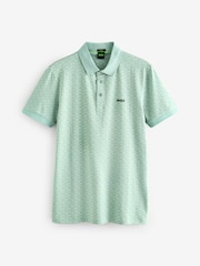 Зеленый - BOSS Regular Fit Paddy Patterned Polo Shirt - Image 5 of 5