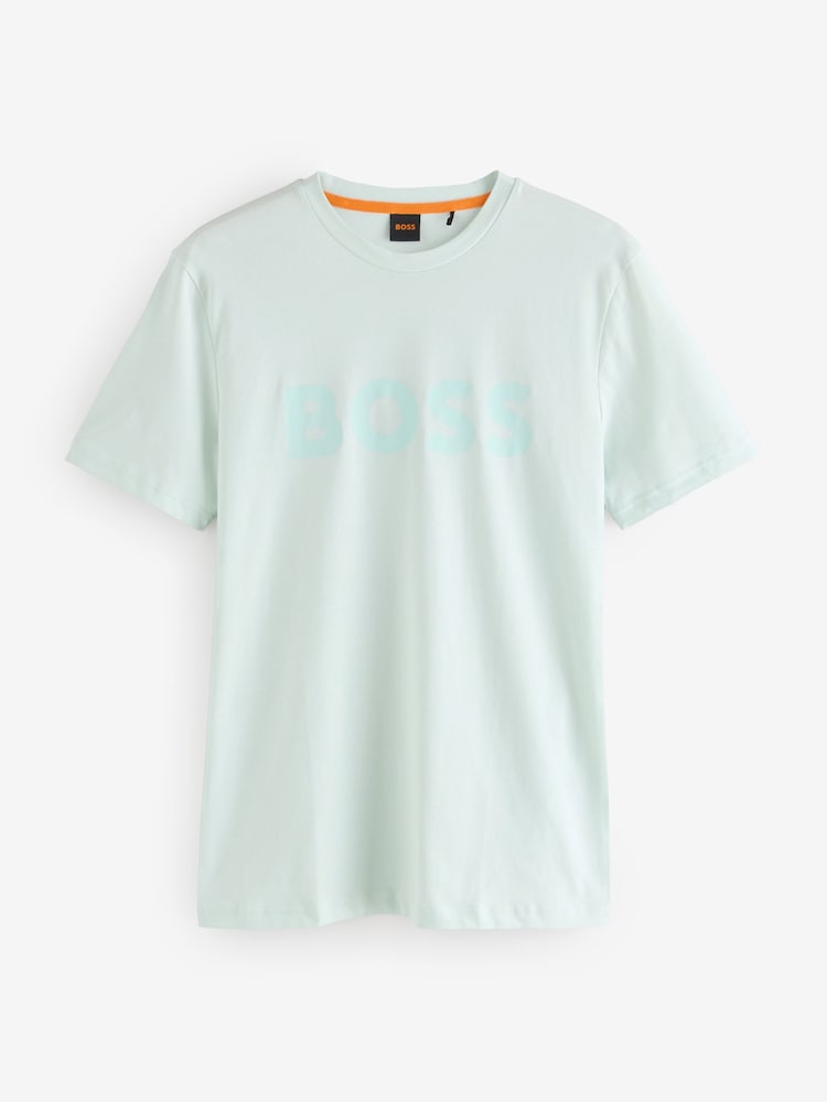 Azul - BOSS Large Logo Graphic 100% Cotton T-Shirt - Imagen 1 de 1
