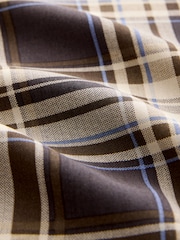 Cheque marrom - Mini vestido de manga comprida com amarração frontal em camadas - Imagem 2 de 4