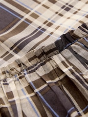 Cheque marrom - Mini vestido de manga comprida com amarração frontal em camadas - Imagem 4 de 4