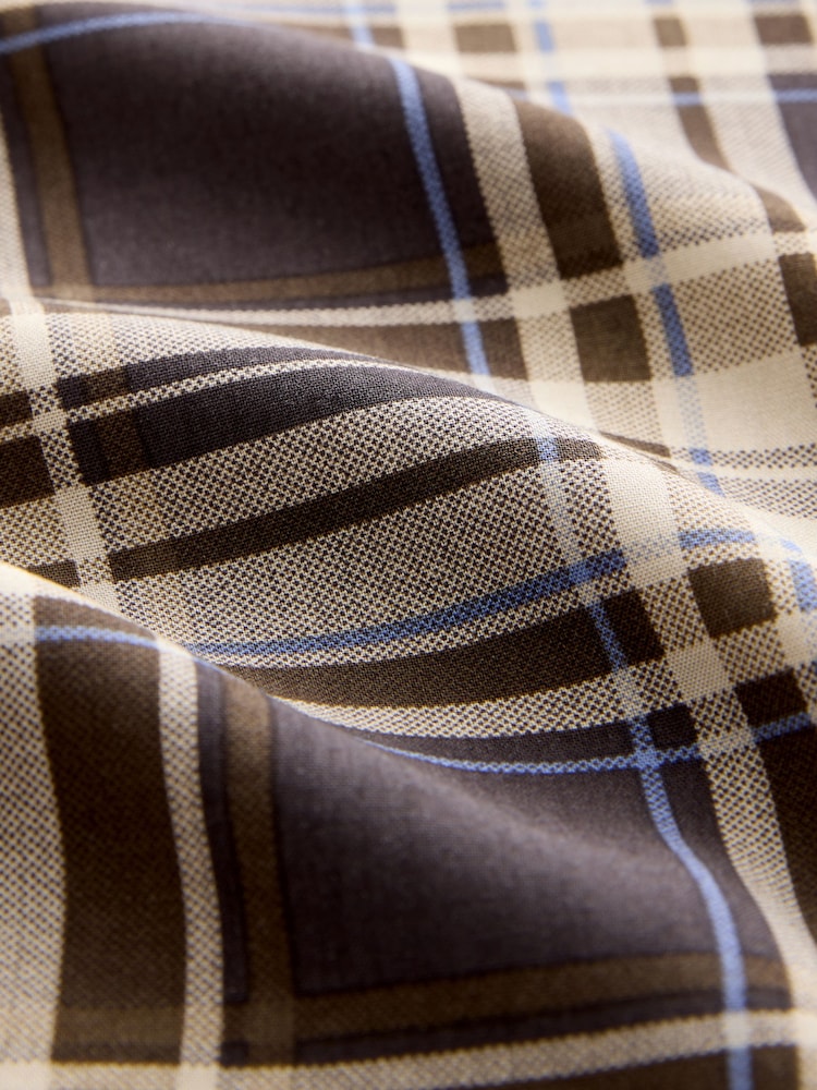 Brown Check Mini Tie Front Tiered Long Sleeve Dress - Image 4 of 4 Brown Check Mini Tie Front Tiered Long Sleeve Dress - Image 4 of 4