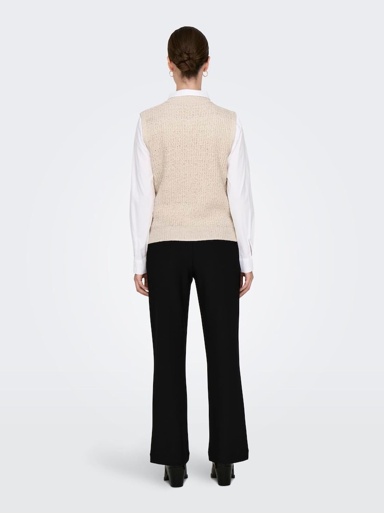 ONLY Cream Boucle Knit Button Through Vest - Image 3 of 6