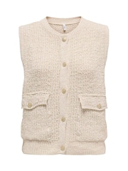 ONLY Cream Boucle Knit Button Through Vest - Image 5 of 6