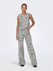 ONLY Grey High Waist Wide Leg Zebra Print Jeans - Image 1 of 7