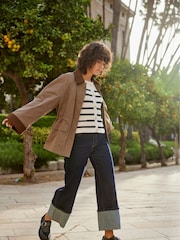ONLY Brown Contrast Collar Barn Jacket - Image 2 of 7