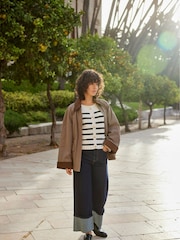 ONLY Brown Contrast Collar Barn Jacket - Image 3 of 7