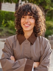 ONLY Brown Contrast Collar Barn Jacket - Image 4 of 7