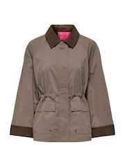 ONLY Brown Contrast Collar Barn Jacket - Image 6 of 7
