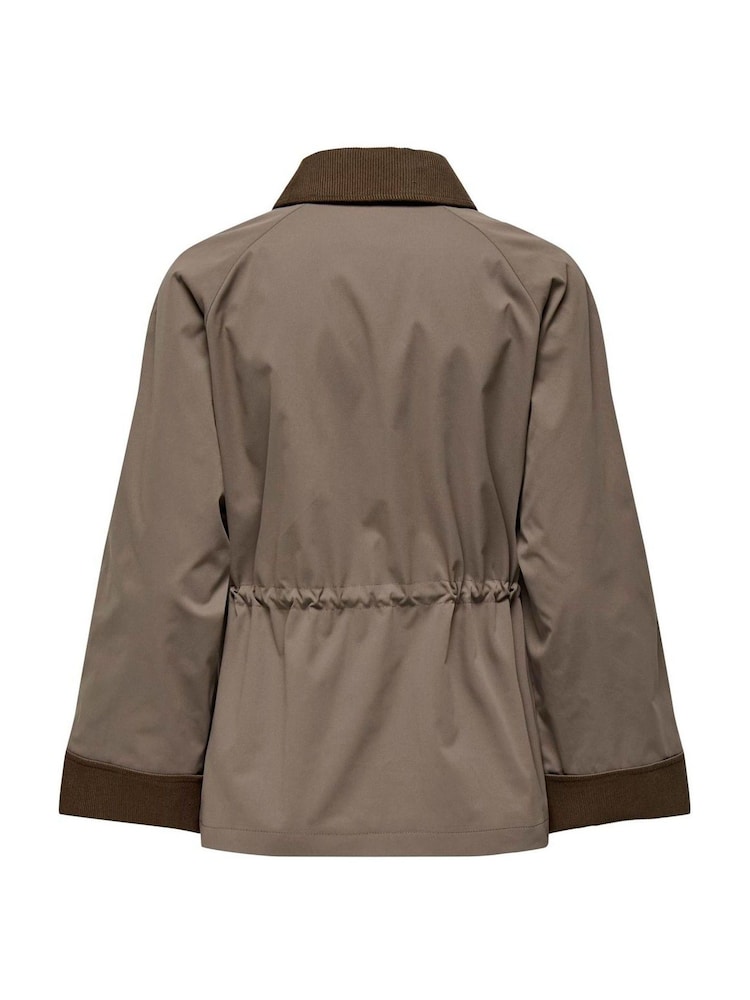 ONLY Brown Contrast Collar Barn Jacket - Image 7 of 7