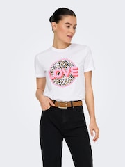 ONLY White Print Love T-Shirt - Image 1 of 5