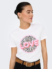 ONLY White Print Love T-Shirt - Image 3 of 5