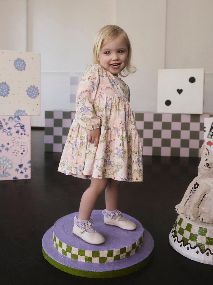 Cath Kidston Pink Unicorn Tiered Dress (3mths-7yrs) - Image 2 of 9