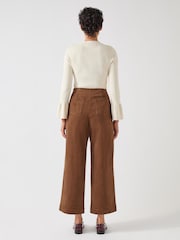 LK Bennett Brown LK Bennett Hans Blend Chocolate Wide Leg Crop Sailor Corduroy Trousers - Image 2 of 3