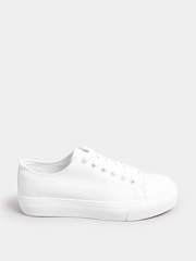 Yours Curve White Extra Wide Fit Extra Wide Fit Canvas Trainers - Image 1 of 5