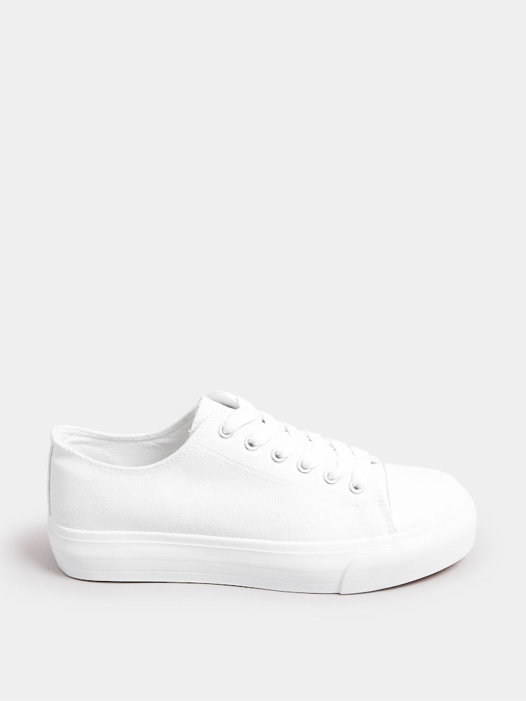 Yours Curve White Extra Wide Fit Extra Wide Fit Canvas Trainers - Image 1 of 5