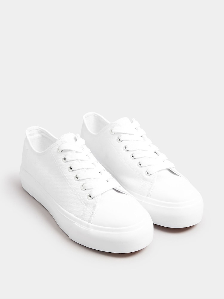 Yours Curve White Extra Wide Fit Extra Wide Fit Canvas Trainers - Image 2 of 5