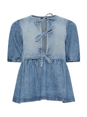 PixieGirl Petite Tie Peplum 100% Cotton Blouses - Imagen 5 de 5