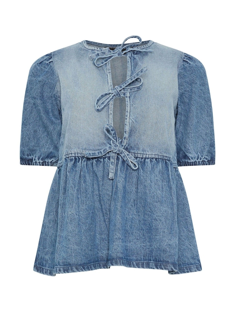 PixieGirl Petite Tie Peplum 100% Cotton Blouses - Imagen 5 de 5