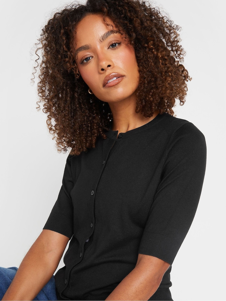 M&Co Black Knitted Short Sleeve Button Down Cardigan - Image 2 of 5 M&Co Black Knitted Short Sleeve Button Down Cardigan - Image 2 of 5