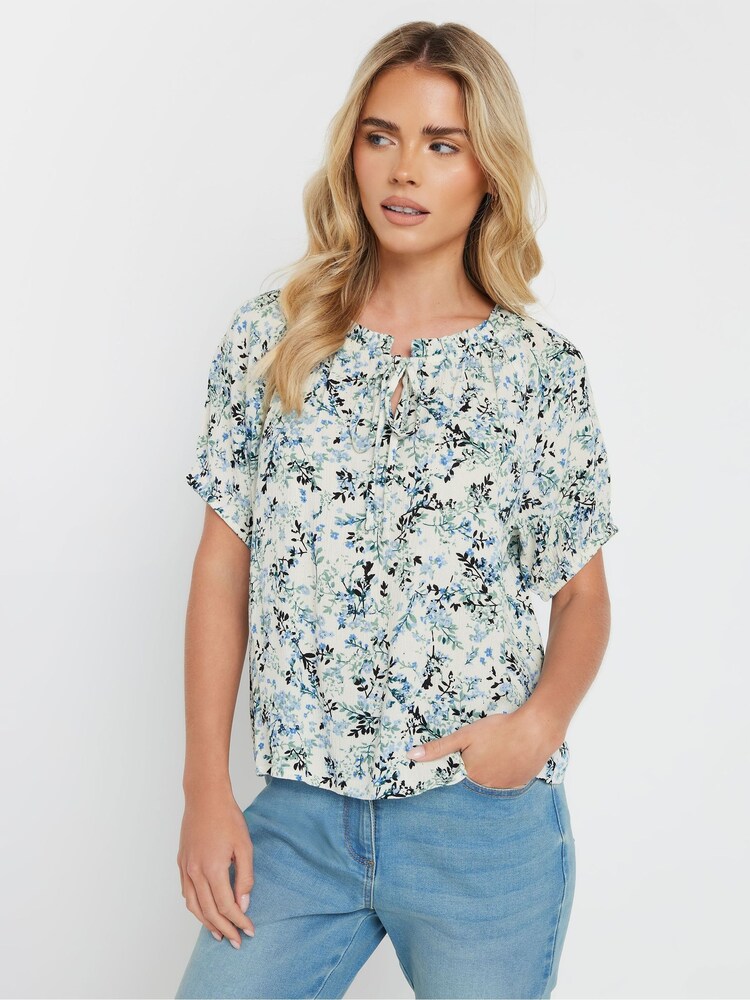 M&Co Petite Short Sleeve Boho Print Top - Imagen 1 de 5