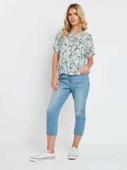 M&Co Petite Short Sleeve Boho Print Top - Imagen 2 de 5