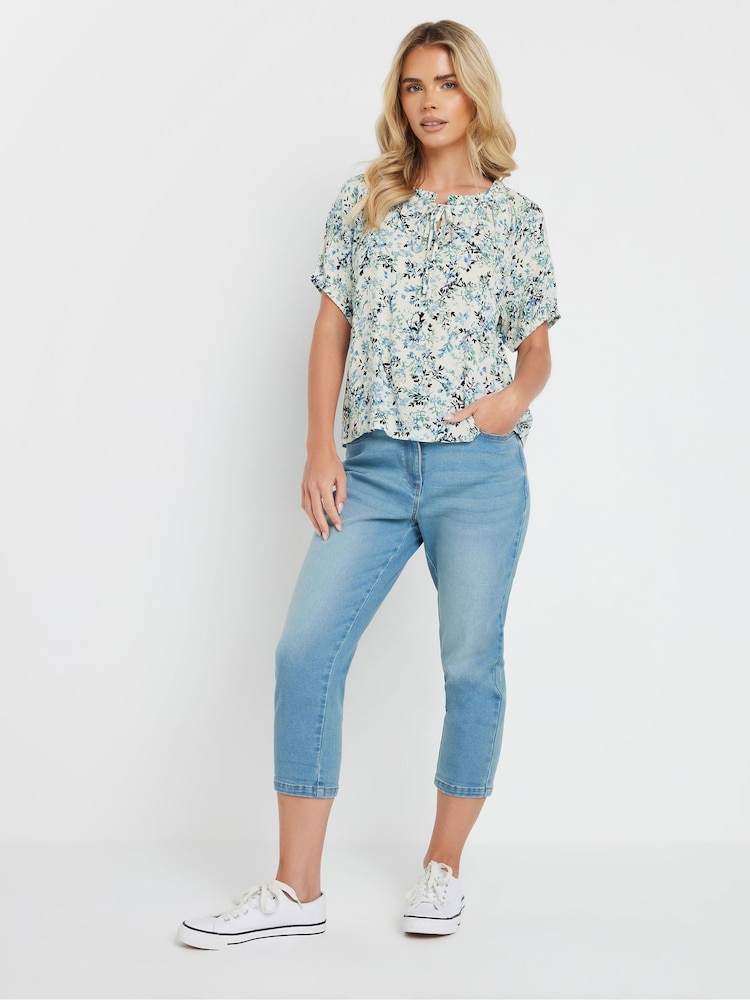 M&Co Petite Short Sleeve Boho Print Top - Imagen 2 de 5