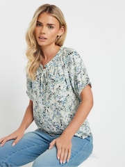 M&Co Petite Short Sleeve Boho Print Top - Imagen 4 de 5