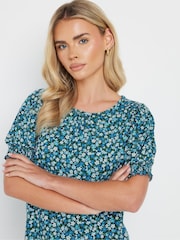 M&Co Blue Petite Shirred Cuff T-Shirt - Image 2 of 5