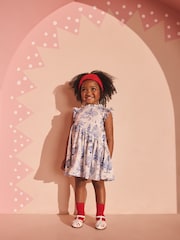 Cath Kidston Blue/White Tiered Dress (3mths-7yrs) - Image 1 of 4