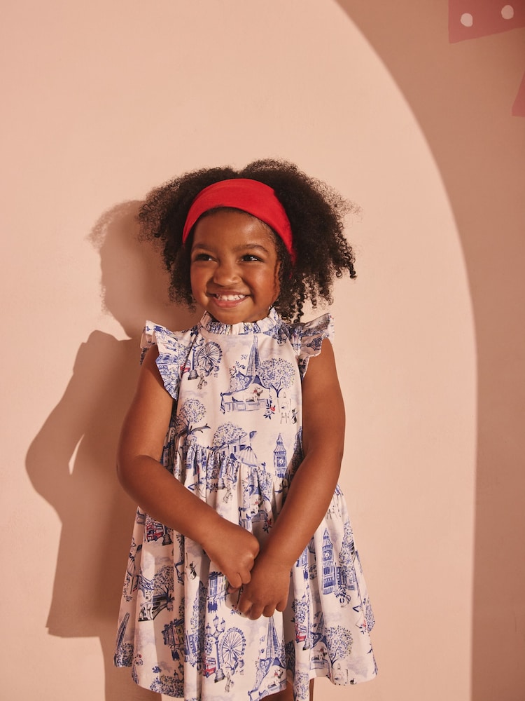 Cath Kidston Blue/White Tiered Dress (3mths-7yrs) - Image 2 of 4