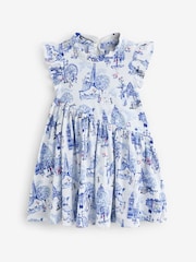 Cath Kidston Blue/White Tiered Dress (3mths-7yrs) - Image 5 of 8