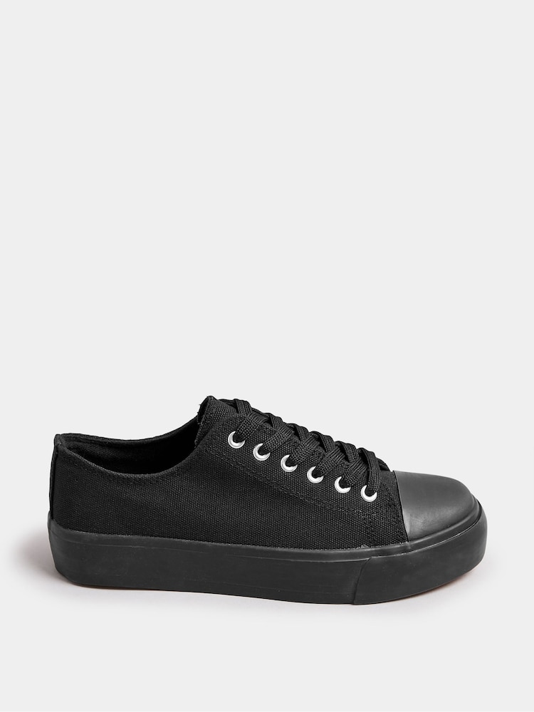Yours Curve Black Extra Wide Fit Extra Wide Fit Canvas Trainers - Image 1 of 4