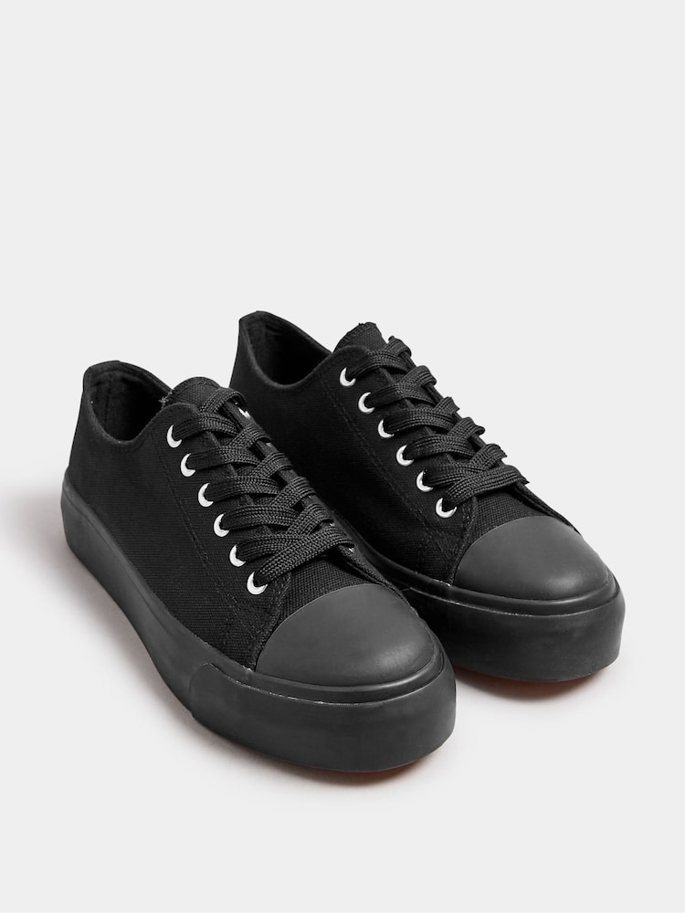 Yours Curve Black Extra Wide Fit Extra Wide Fit Canvas Trainers - Image 2 of 4