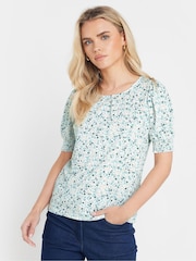 M&Co Natural Petite Shirred Cuff T-Shirt - Image 1 of 5