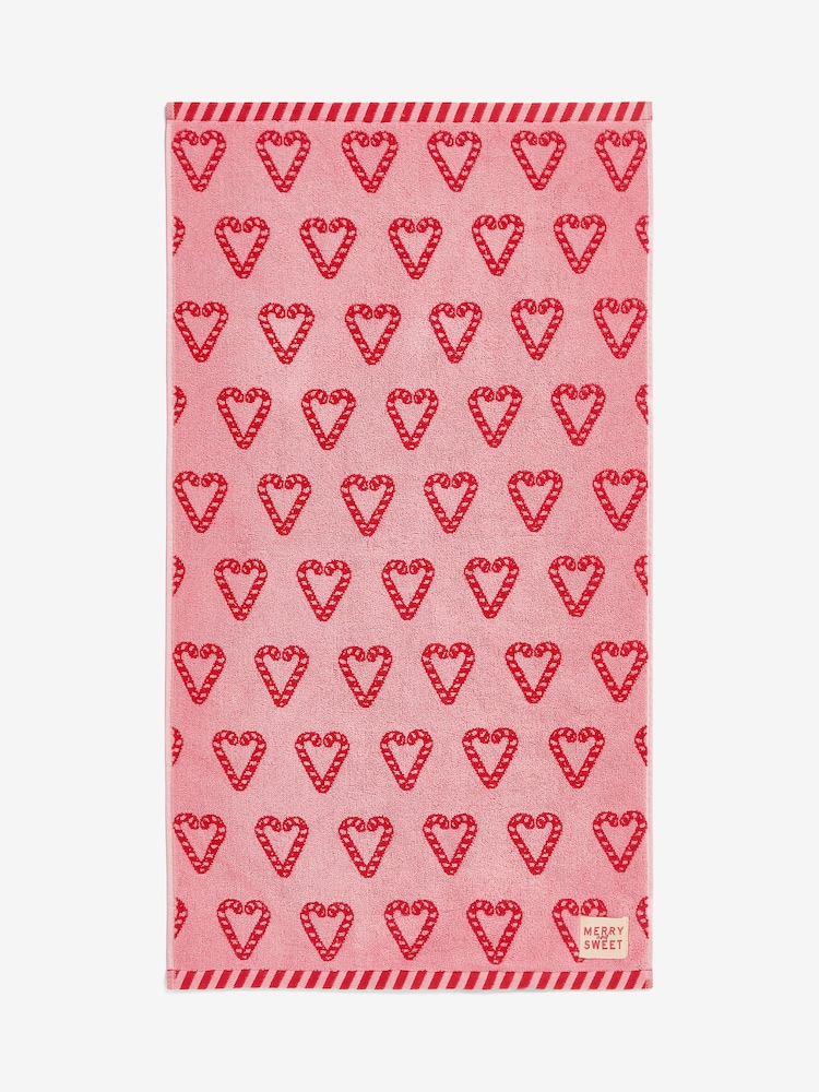 Pink Christmas Candy Cane Towel - Image 1 of 1 Pink Christmas Candy Cane Towel - Image 1 of 1