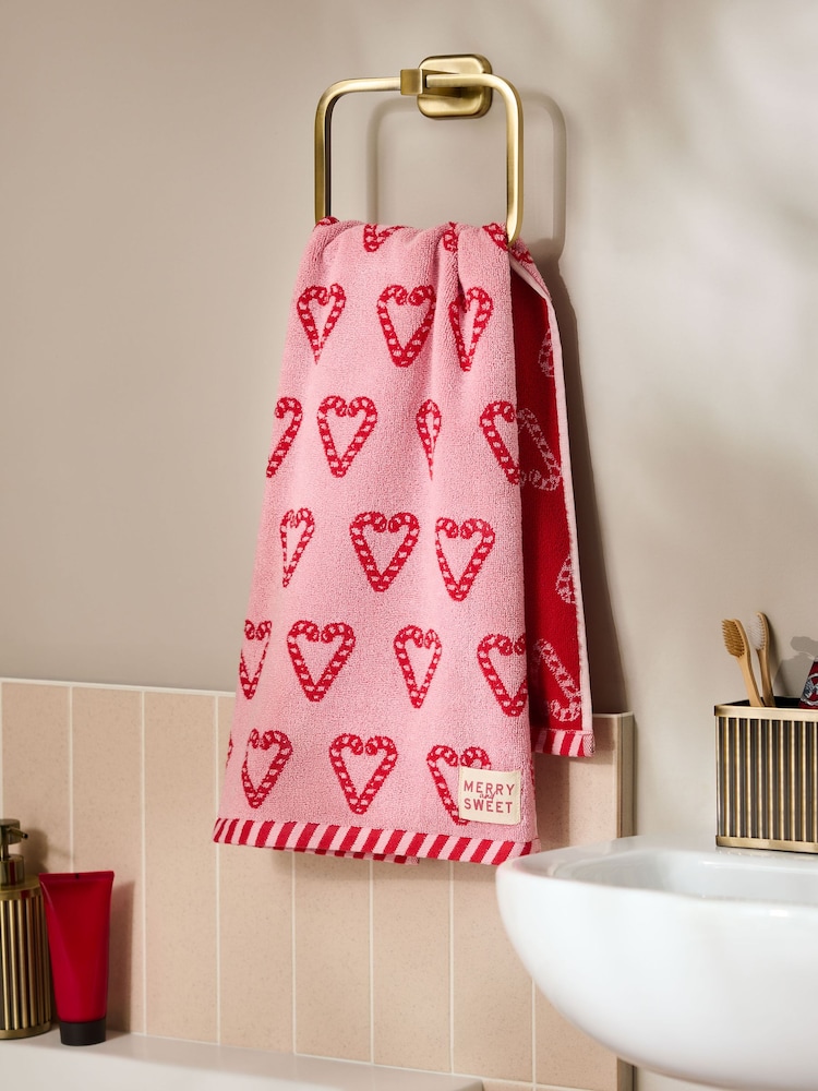 Pink Christmas Candy Cane Towel - Image 2 of 5