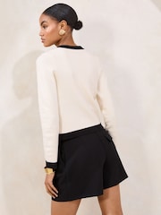 Lipsy Knitted Crew Neck Tipped Long Sleeve Cardigan - Imagen 5 de 5