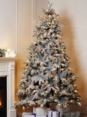 Laura Ashley Green Pre Lit Snowy Christmas 7ft Tree - Image 1 of 4