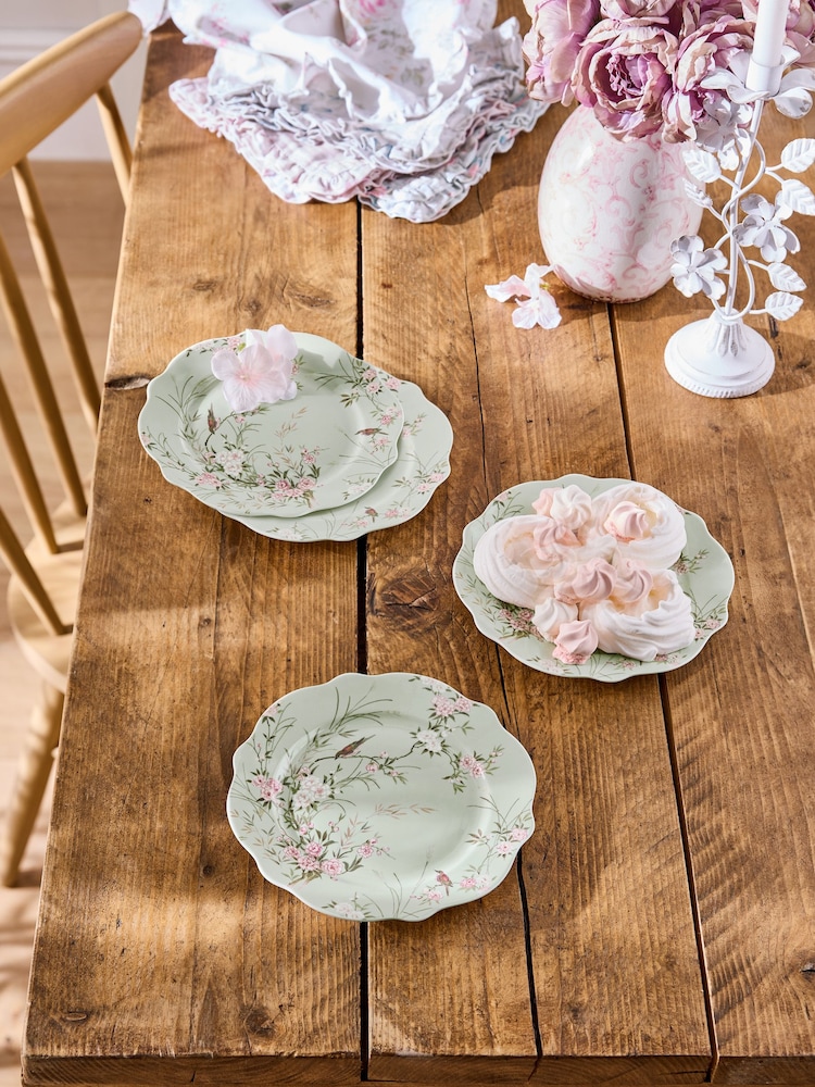 Shabby Chic by Rachel Ashwell® Set of 4 Floral Print Bird Chinoiserie Side Plates - Image 1 of 4