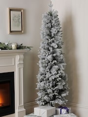 Laura Ashley Green Pre Lit Snowy Christmas 6ft Slim Tree - Image 2 of 4