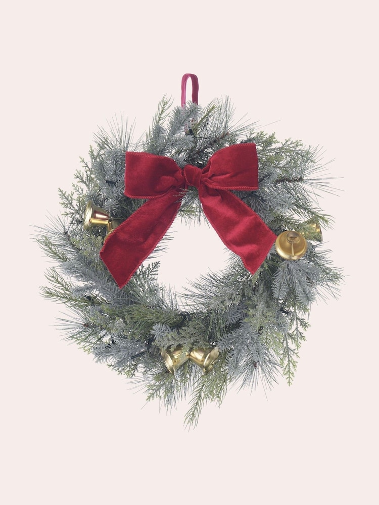 Laura Ashley Green 40cm Pre Lit Wreath With Bells - Image 5 of 5