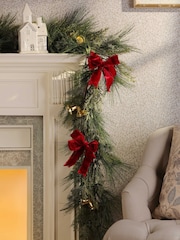Laura Ashley Green Pre Lit Christmas Garland With 180cm Bells - Image 2 of 5