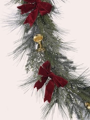 Laura Ashley Green Pre Lit Christmas Garland With 180cm Bells - Image 3 of 5