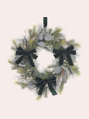 Laura Ashley Green 40cm Pussy WIllow Pre Lit Christmas Wreath - Image 5 of 5