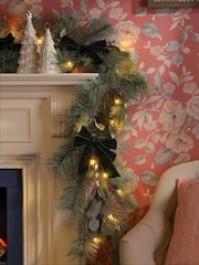 Laura Ashley Green 180cm Pussy Willow Pre Lit Christmas Garland - Image 1 of 5