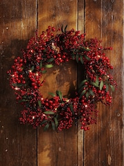 Laura Ashley Red 55cm Christmas Berry Wreath - Image 1 of 5