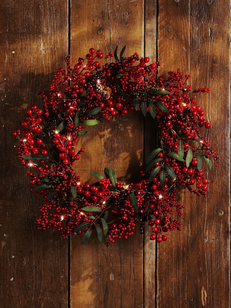 Laura Ashley Red 55cm Christmas Berry Wreath - Image 1 of 5