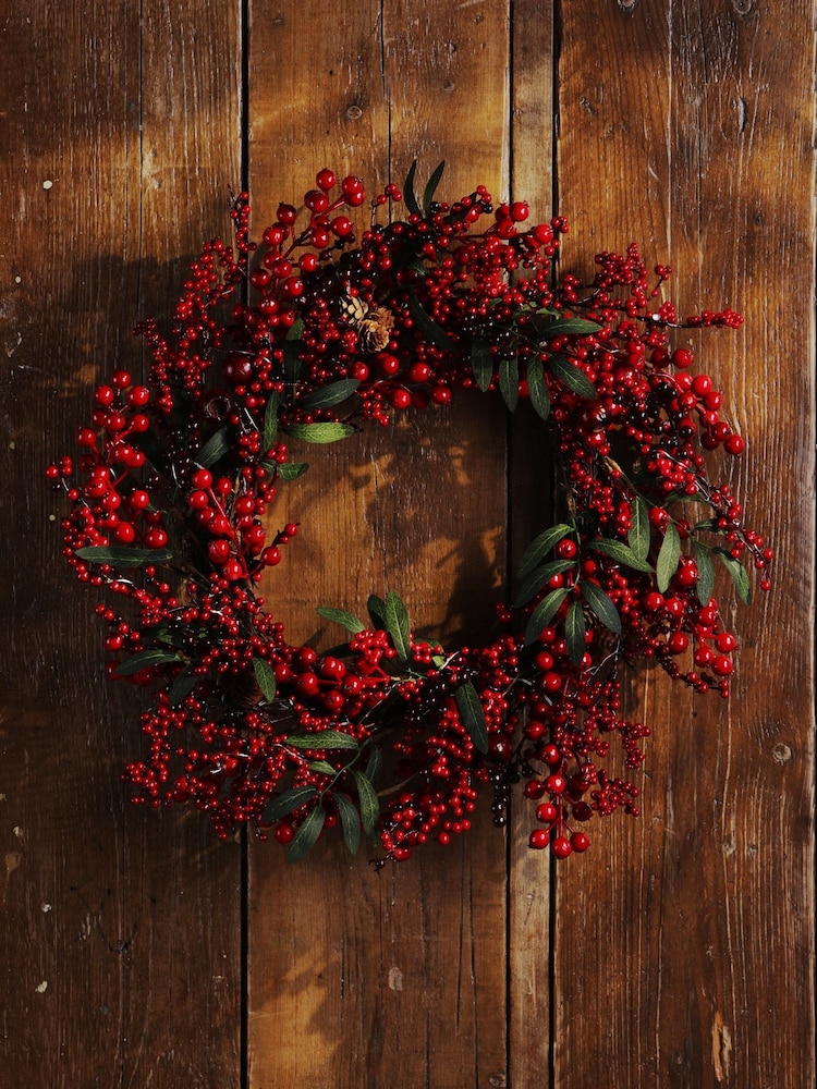 Laura Ashley Red 55cm Christmas Berry Wreath - Image 2 of 5
